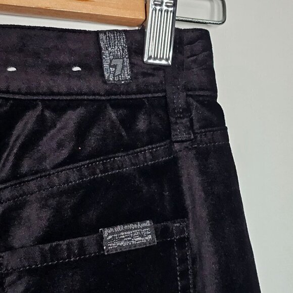 7 For All Mankind High-Waist Skinny Velvet Pants Button Fly Black Women Size 25 - Picture 10 of 16